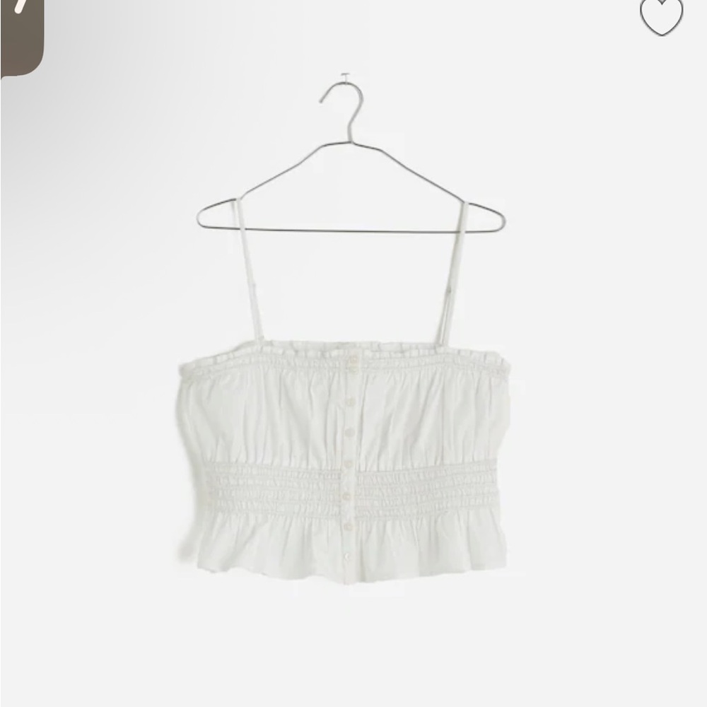 Madewell Smocked Button-Front Top in Poplin